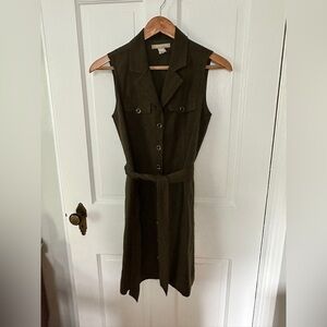 Banana Republic Olive Green Sleeveless Belted Dress